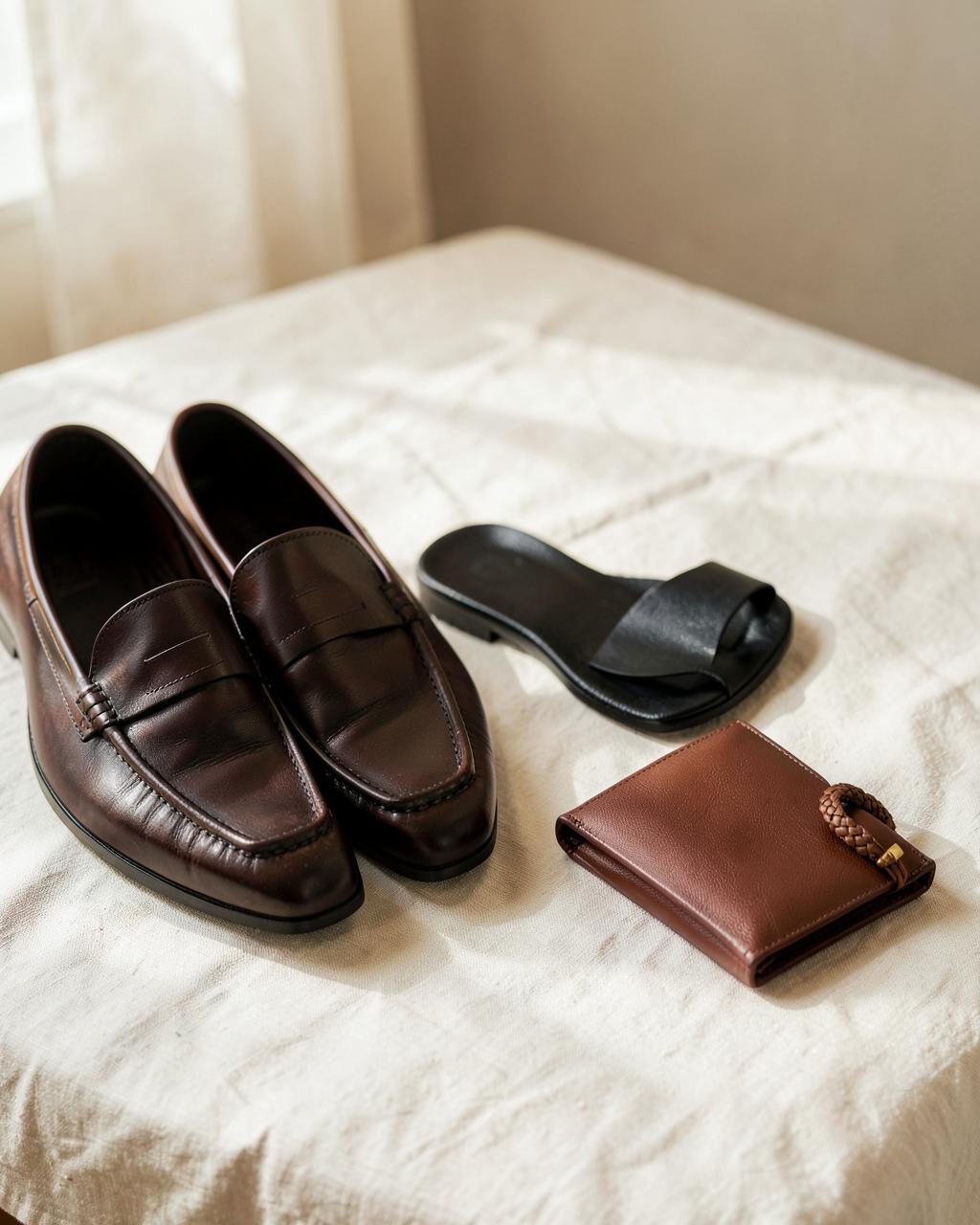 Men's leather loafers, slides and accessories from PurSole's For Him gift edit